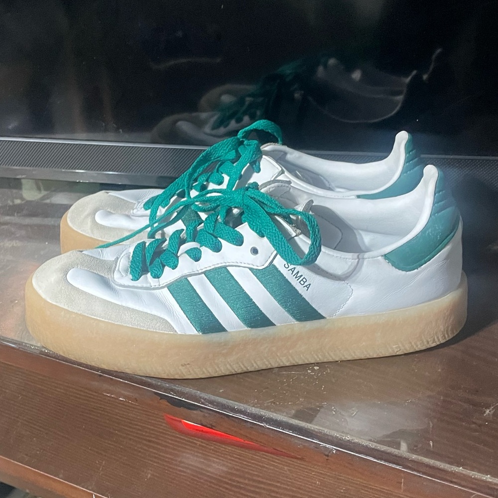 Adidas women’s Samba platform White and emerald green Sneakers